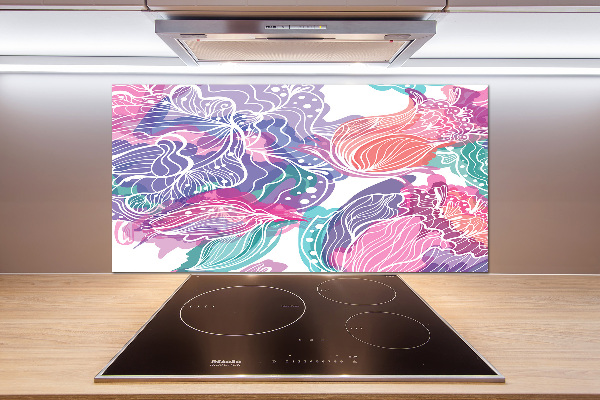 Glasrückwand für die küche Zauberblumen