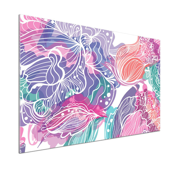 Glasrückwand für die küche Zauberblumen