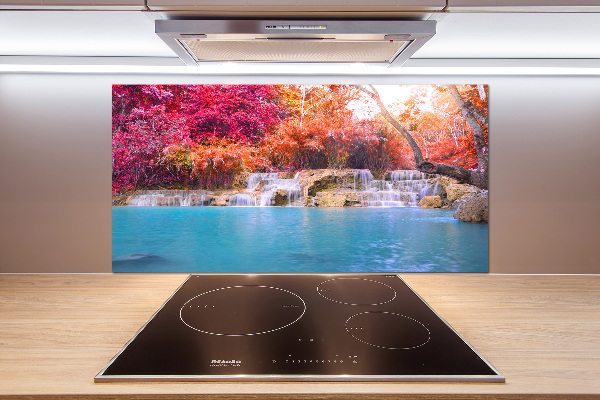 Glasrückwand für die küche Wasserfall im Wald