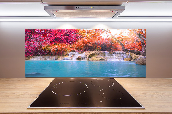 Glasrückwand für die küche Wasserfall im Wald