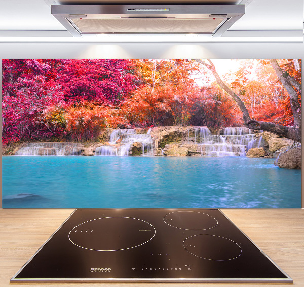 Glasrückwand für die küche Wasserfall im Wald