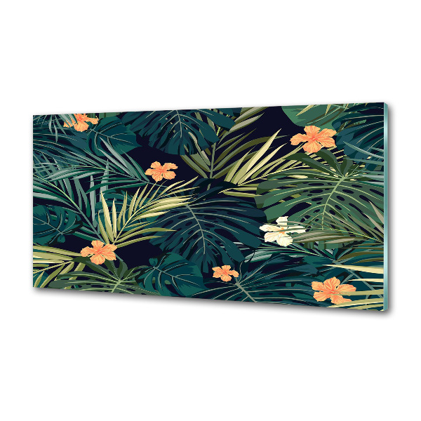 Glasrückwand für die küche Tropische Blätter