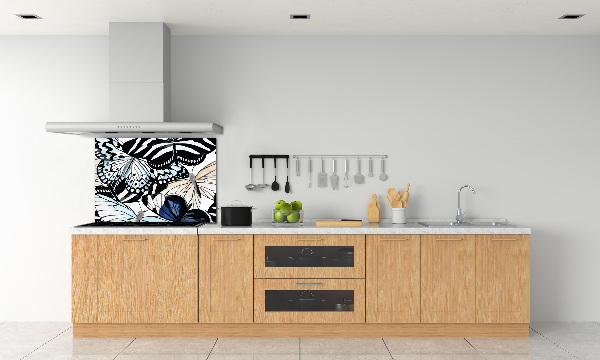 Küchen wandpaneel Schmetterlinge und Blumen