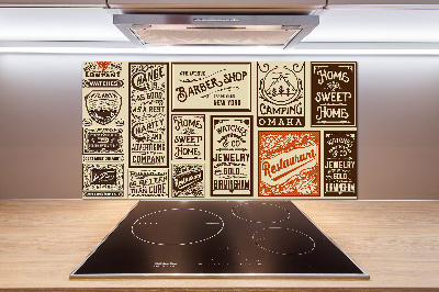 Glasrückwand für die küche Werbung und Etiketten