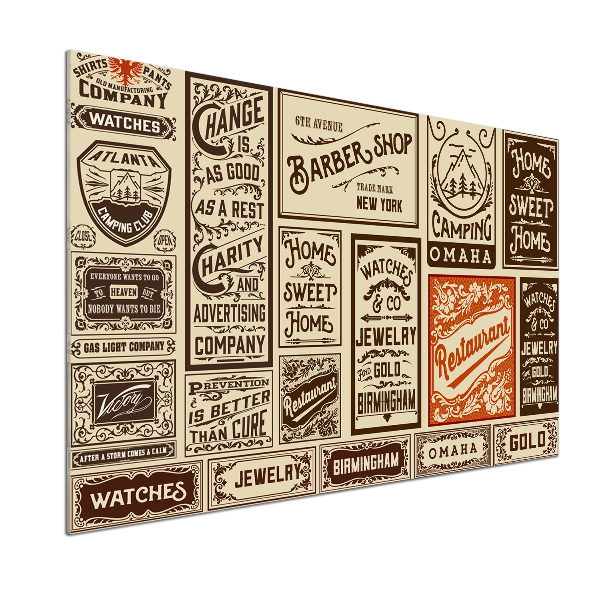 Glasrückwand für die küche Werbung und Etiketten