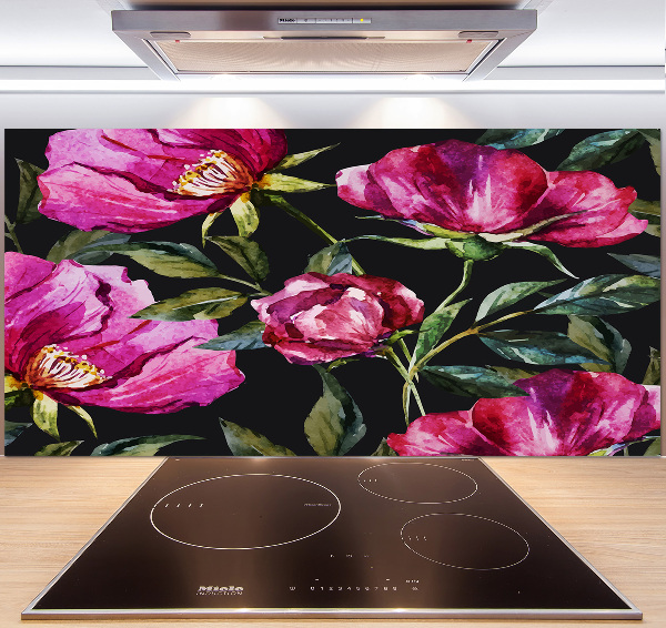 Küchen wandpaneel Rosa Pfingstrosen