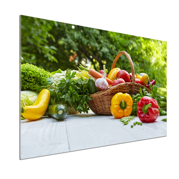 Glasrückwand für die küche Gemüsekorb