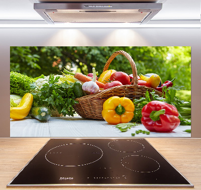 Glasrückwand für die küche Gemüsekorb