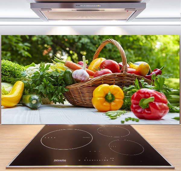 Glasrückwand für die küche Gemüsekorb