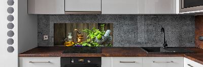 Glasrückwand für die küche Kräuter im Mörser