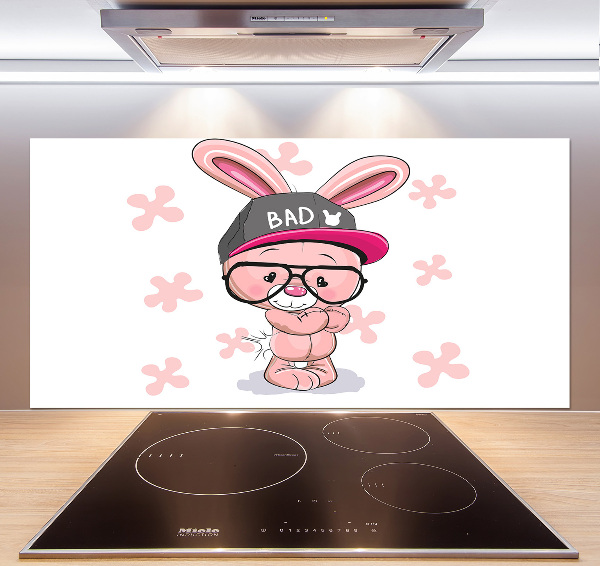 Glasrückwand für die küche Kaninchen im Hut