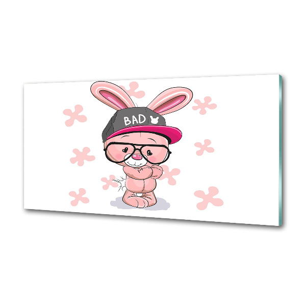 Glasrückwand für die küche Kaninchen im Hut