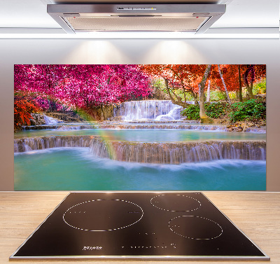 Glasrückwand für die küche Wasserfall im Wald