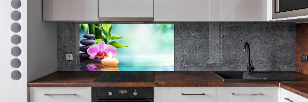 Glasrückwand für die küche Bambusorchidee