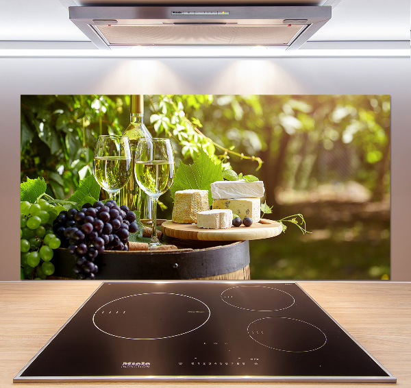 Glasrückwand für die küche Wein und Snacks