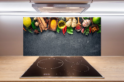 Platte für Küchenrückwand Kräuter und Gewürze