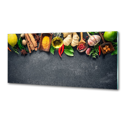 Platte für Küchenrückwand Kräuter und Gewürze