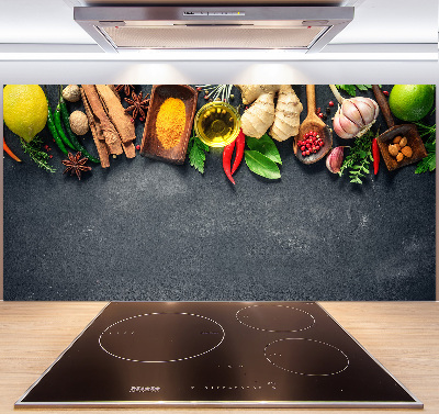 Platte für Küchenrückwand Kräuter und Gewürze