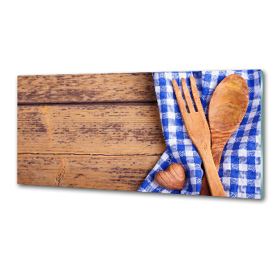 Glasrückwand für die küche Holzbesteck