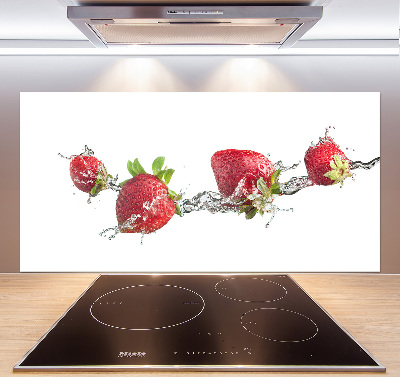 Küchen wandpaneel Erdbeeren und Wasser