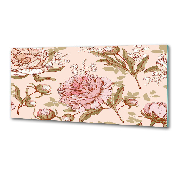 Glasrückwand für die küche Pfingstrosen