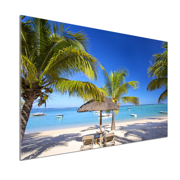 Glasrückwand für die küche Strand von Mauritius
