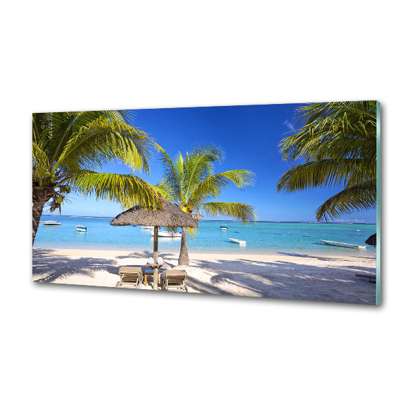 Glasrückwand für die küche Strand von Mauritius