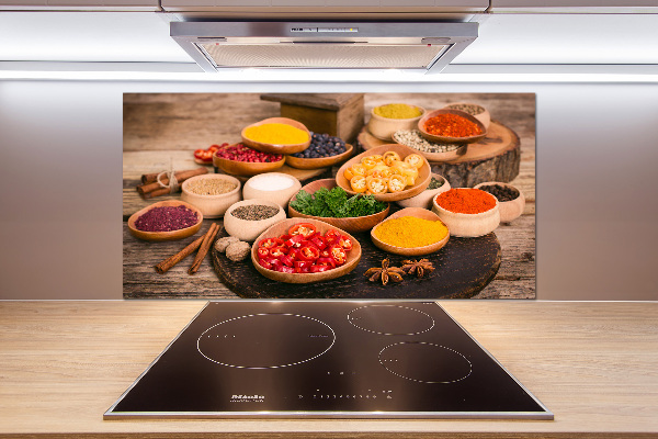 Platte für Küchenrückwand Gewürze und Kräuter