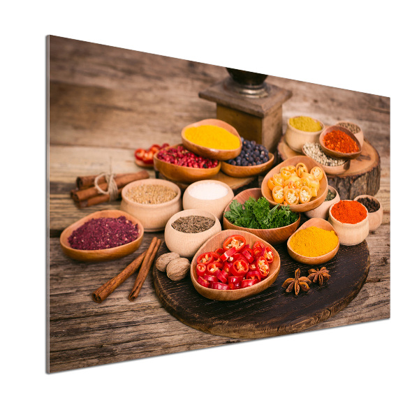 Platte für Küchenrückwand Gewürze und Kräuter