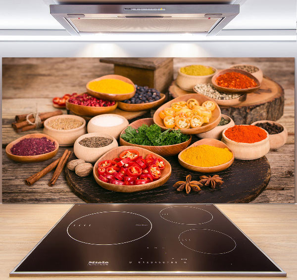 Platte für Küchenrückwand Gewürze und Kräuter