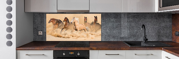 Glasrückwand für die küche Wüstenpferde