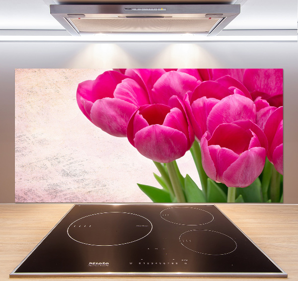 Platte für Küchenrückwand Rosa Tulpen