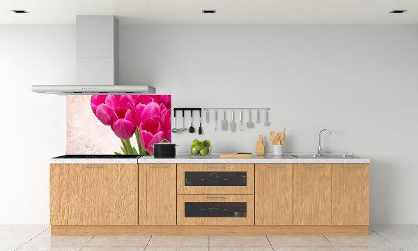 Platte für Küchenrückwand Rosa Tulpen