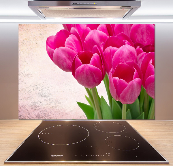 Platte für Küchenrückwand Rosa Tulpen