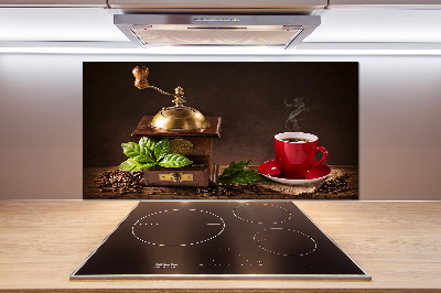 Glasrückwand für die küche Kaffee und Kaffeemühle