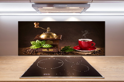 Glasrückwand für die küche Kaffee und Kaffeemühle