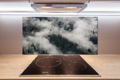 Glasrückwand für die küche Nebel über dem Wald