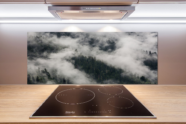 Glasrückwand für die küche Nebel über dem Wald