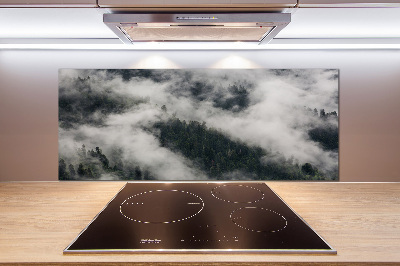 Glasrückwand für die küche Nebel über dem Wald