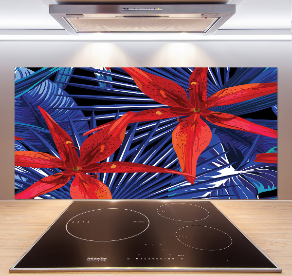 Küchen wandpaneel Tropische Blumen