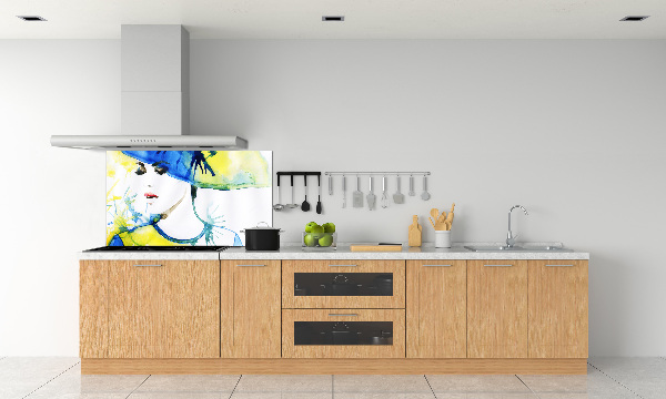 Küchen wandpaneel Frau mit Hut