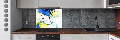 Küchen wandpaneel Frau mit Hut