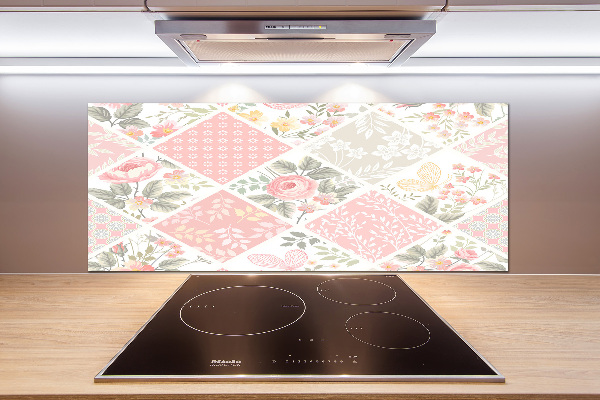 Platte für Küchenrückwand Rosen- und Schmetterlingsmuster