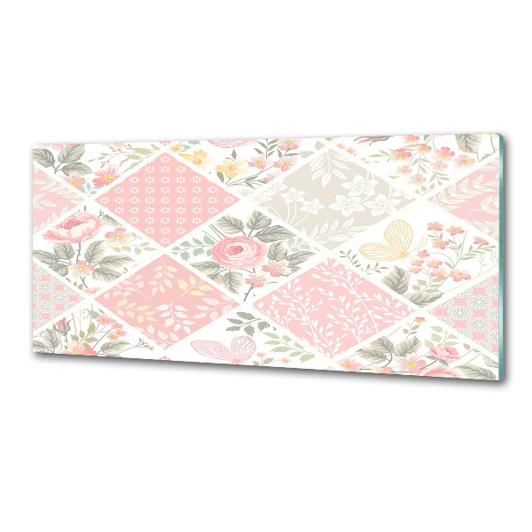 Platte für Küchenrückwand Rosen- und Schmetterlingsmuster