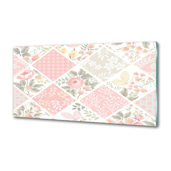 Platte für Küchenrückwand Rosen- und Schmetterlingsmuster