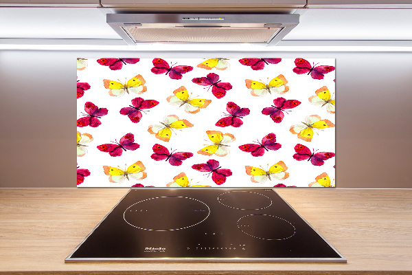 Platte für Küchenrückwand Schmetterlinge und Blumen