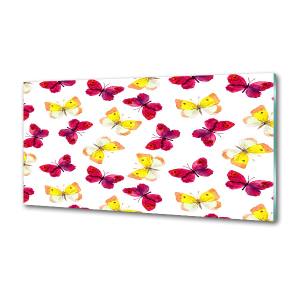 Platte für Küchenrückwand Schmetterlinge und Blumen