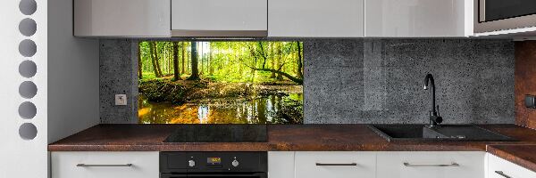 Glasrückwand für die küche Ein Teich im Wald