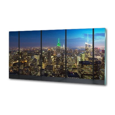 Glasrückwand für die küche New York bei Nacht