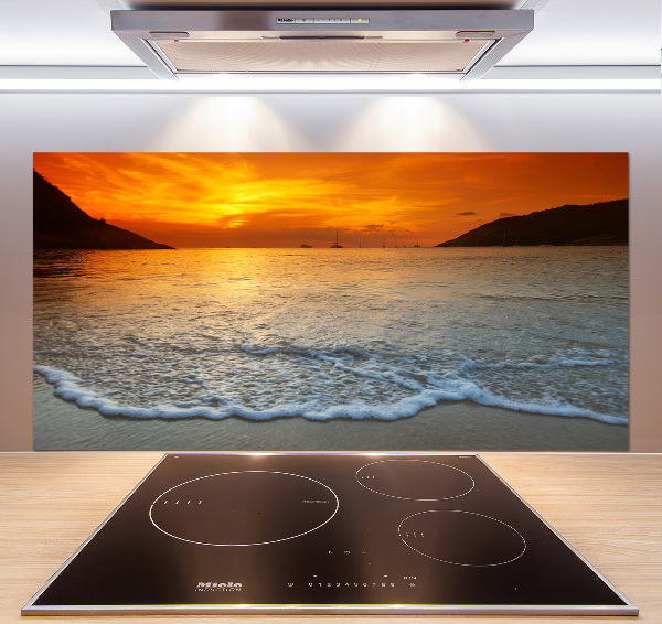Glasrückwand für die küche Sonnenuntergang am Meer
